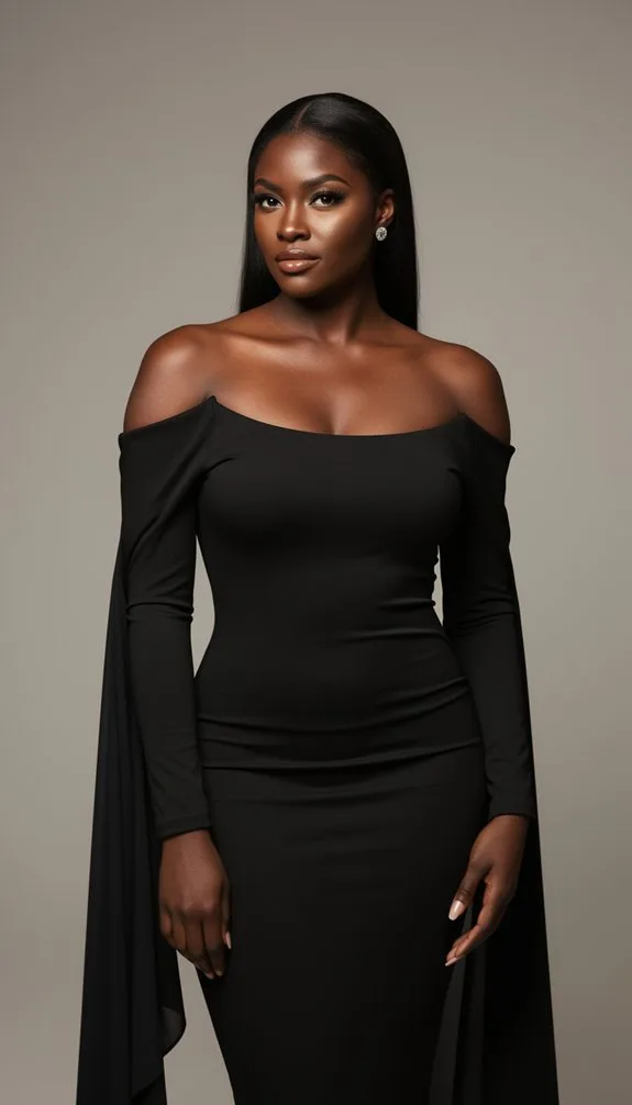 off shoulder curve hugging elegance