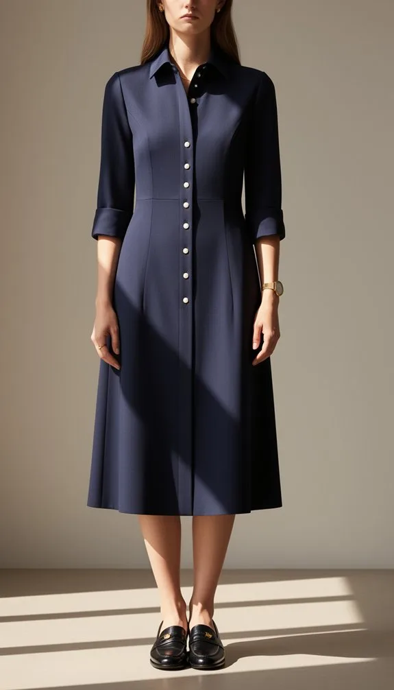 structured navy shirt dress