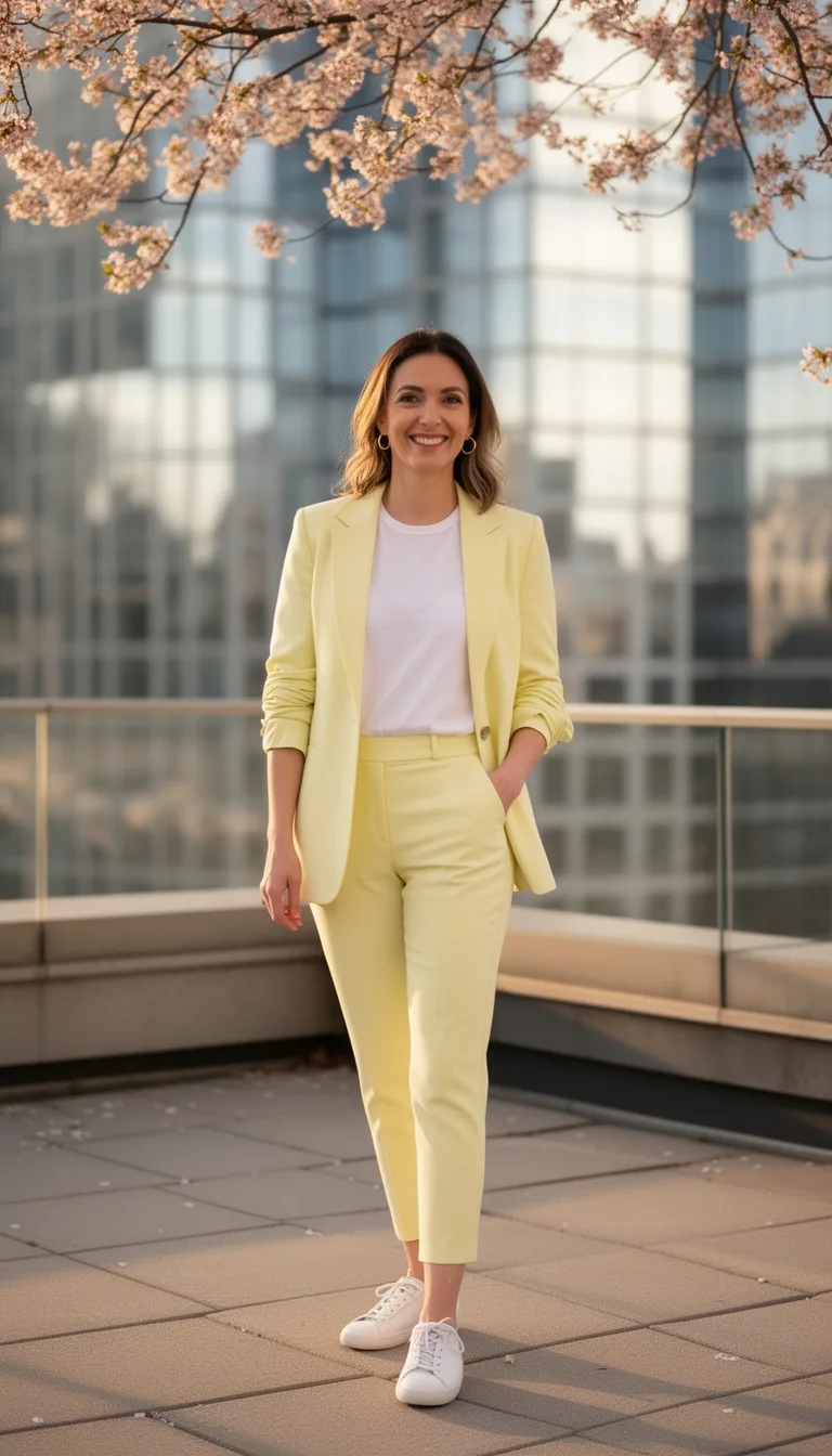 light blazer tee loafers
