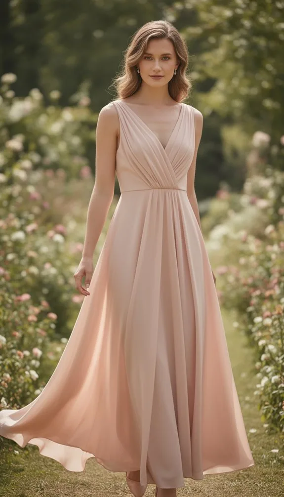 blush v neck flared elegance