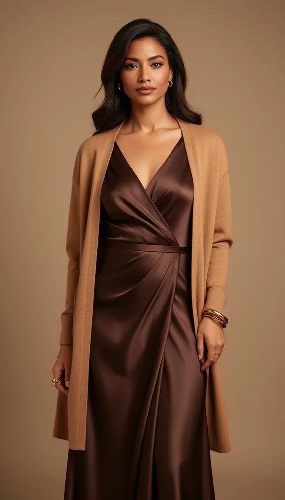 chocolate satin wrap elegance