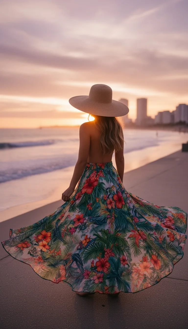 coral teal tropical maxi ensemble
