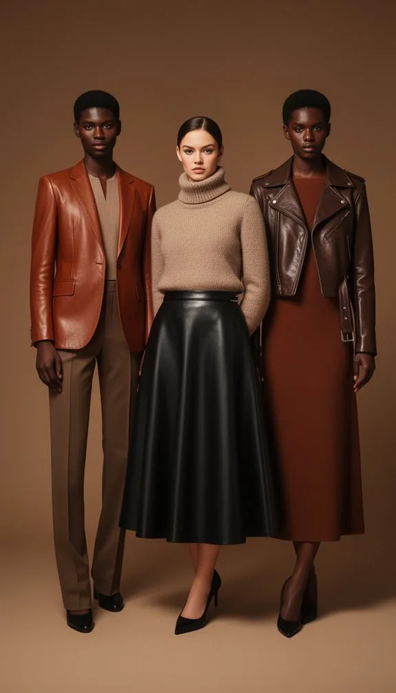 crisp leather blazer ensemble