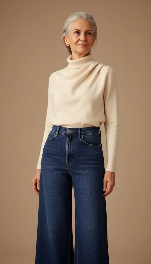 dark brown mock neck ensemble