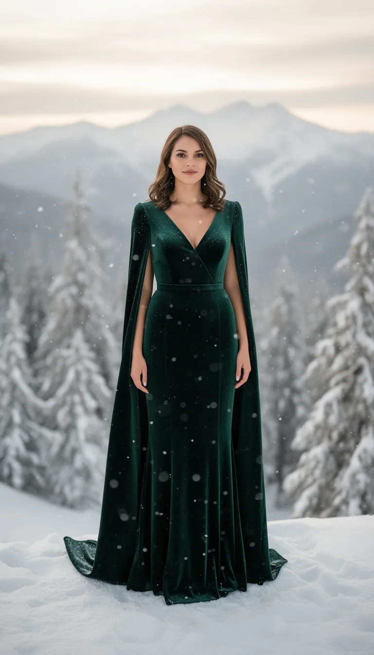 deep blue velvet cape elegance