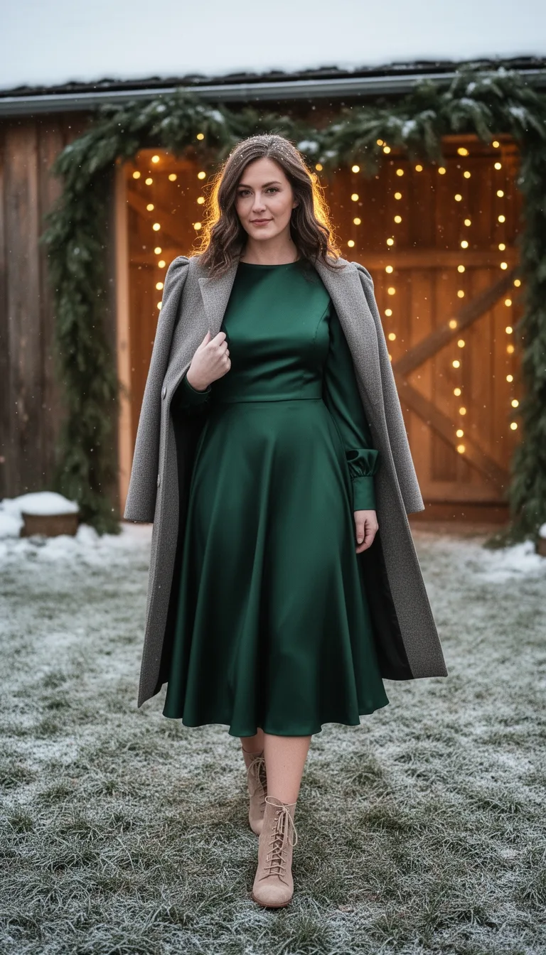 deep green satin midi