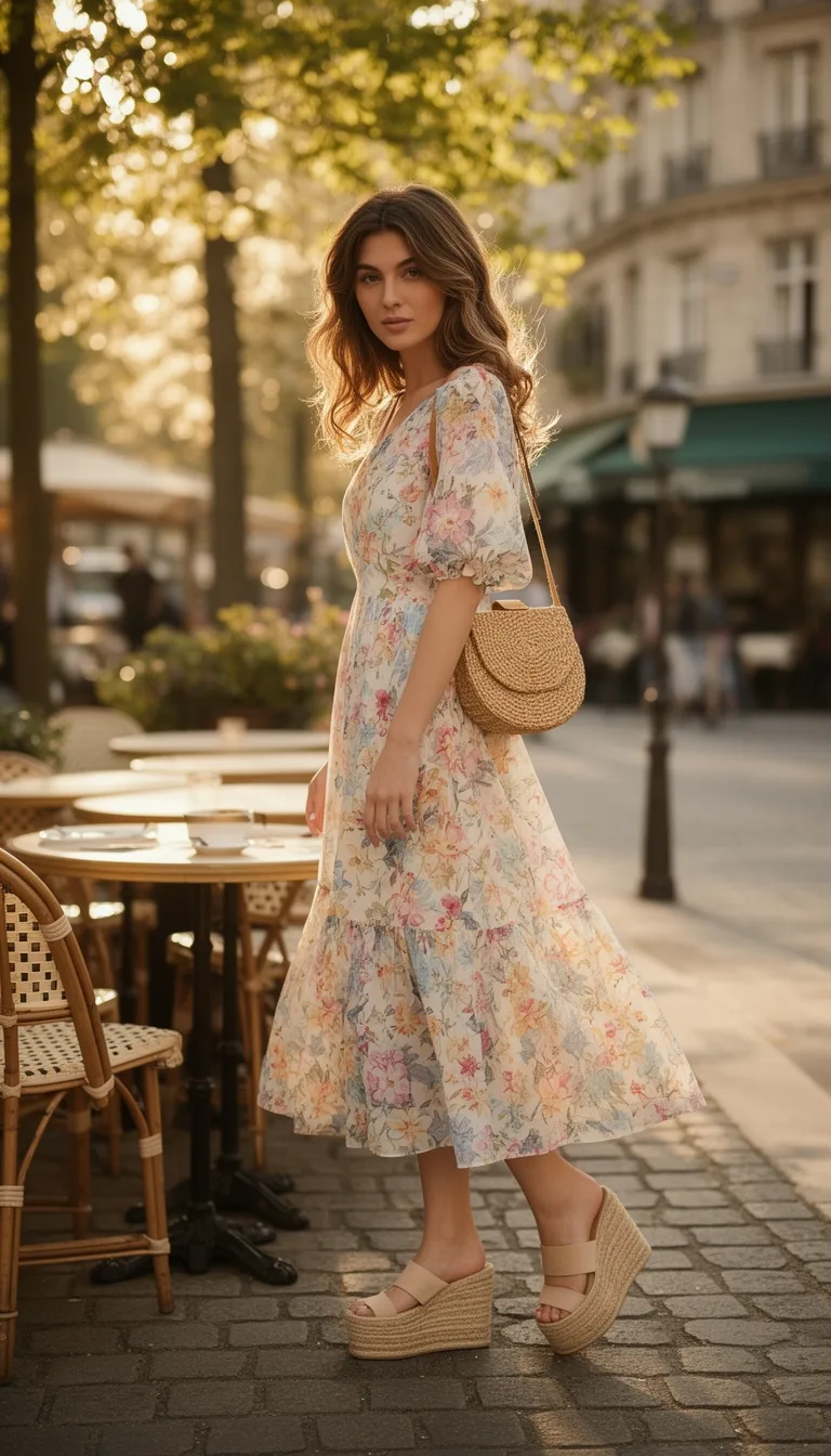 floral midi dress espadrilles