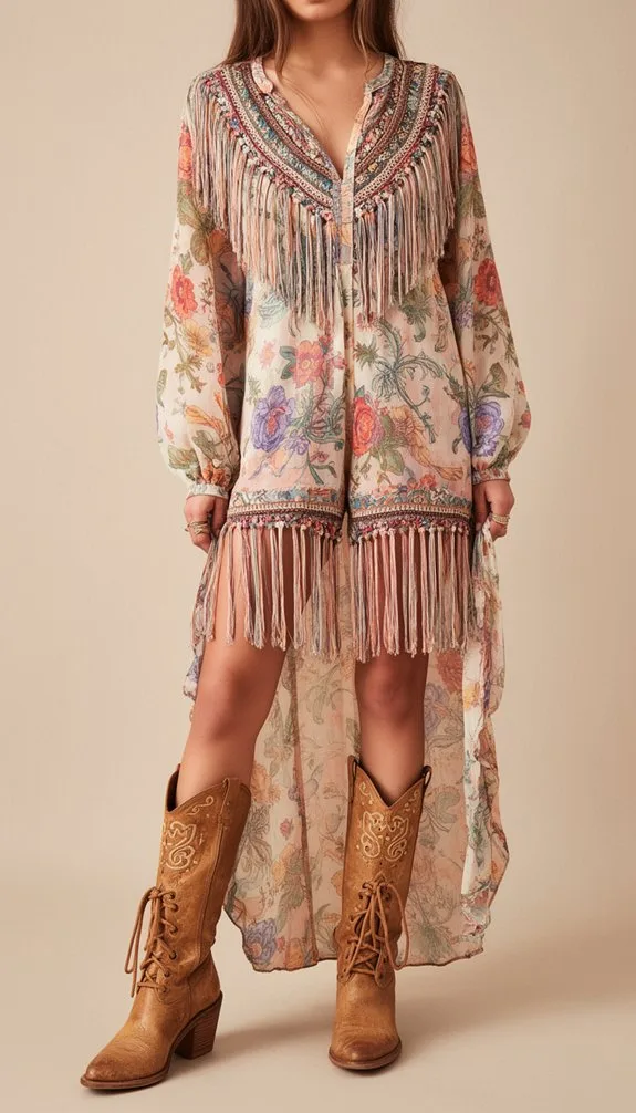 floral romper with fringe