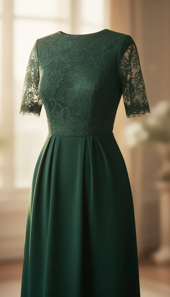 forest green lace sleeve mini