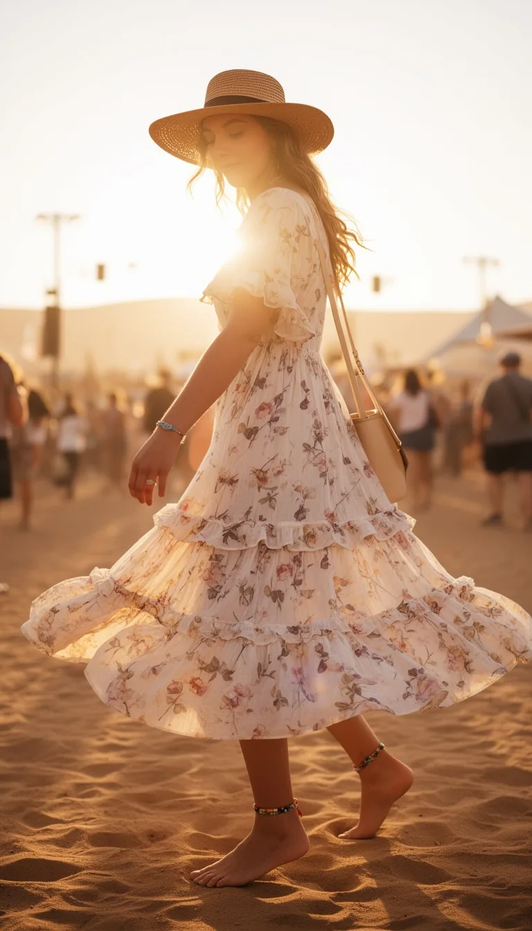 lightweight floral festival outfit