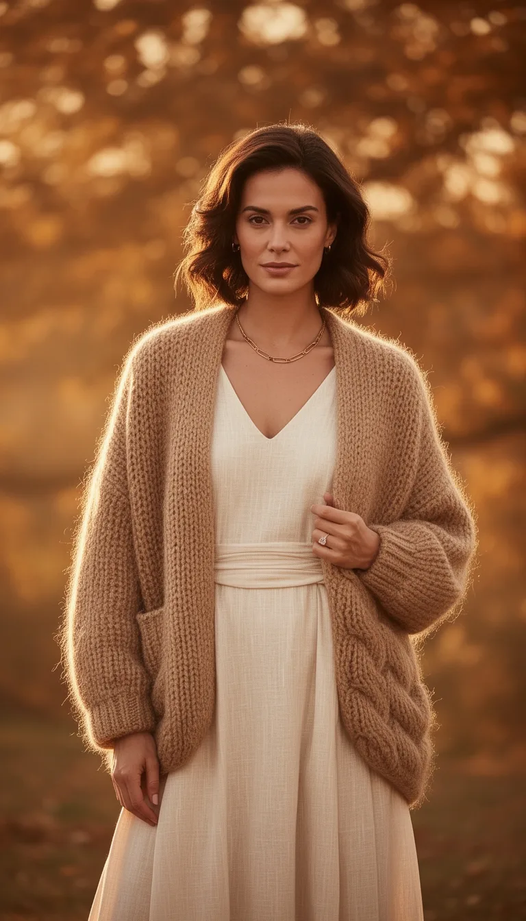 linen midi chunky cardigan