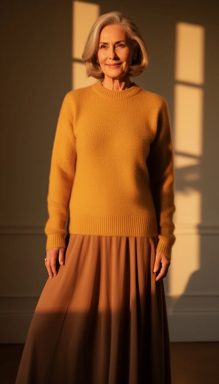 mustard sweater with midi