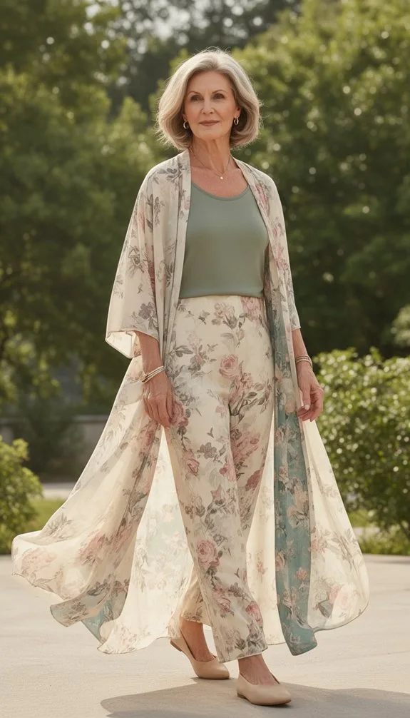 muted green kimono ensemble