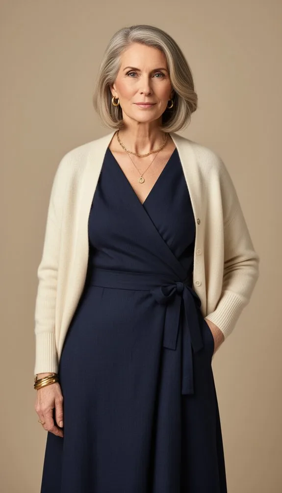 navy silk wrap versatility