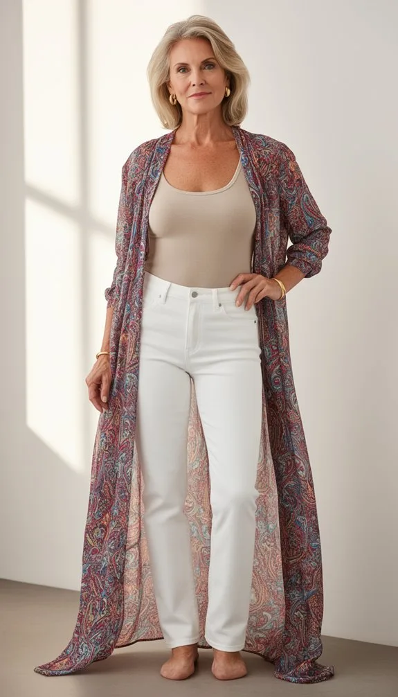 neutral tank patterned duster