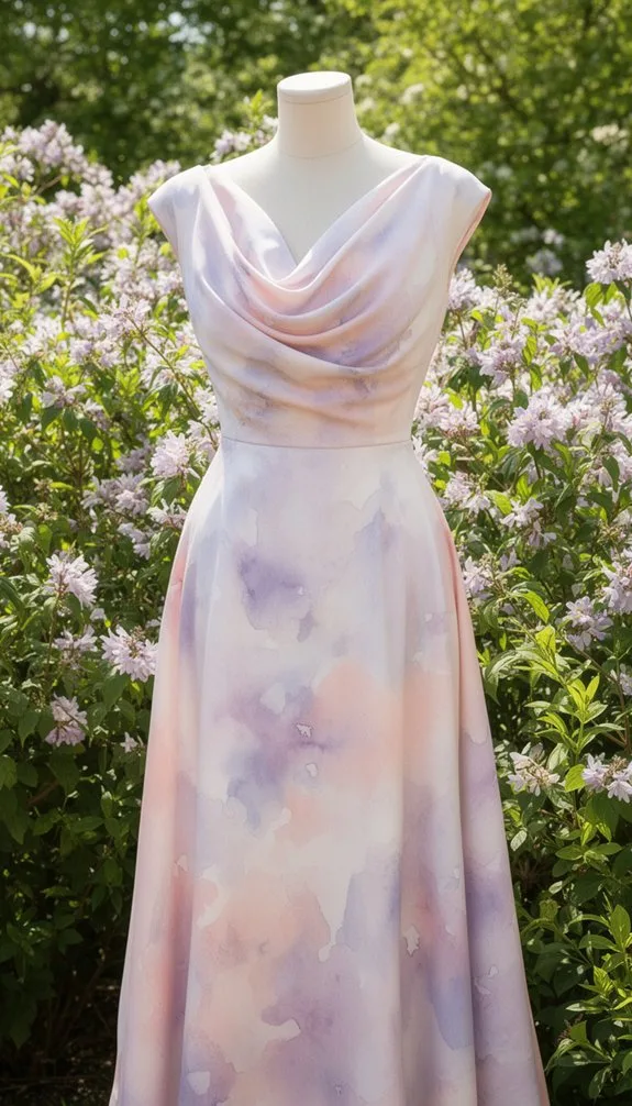 pastel cowl neck watercolor dress