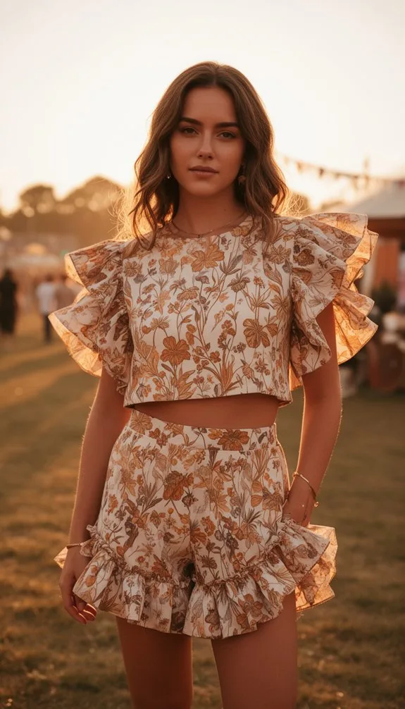 ruffled floral boho festival set