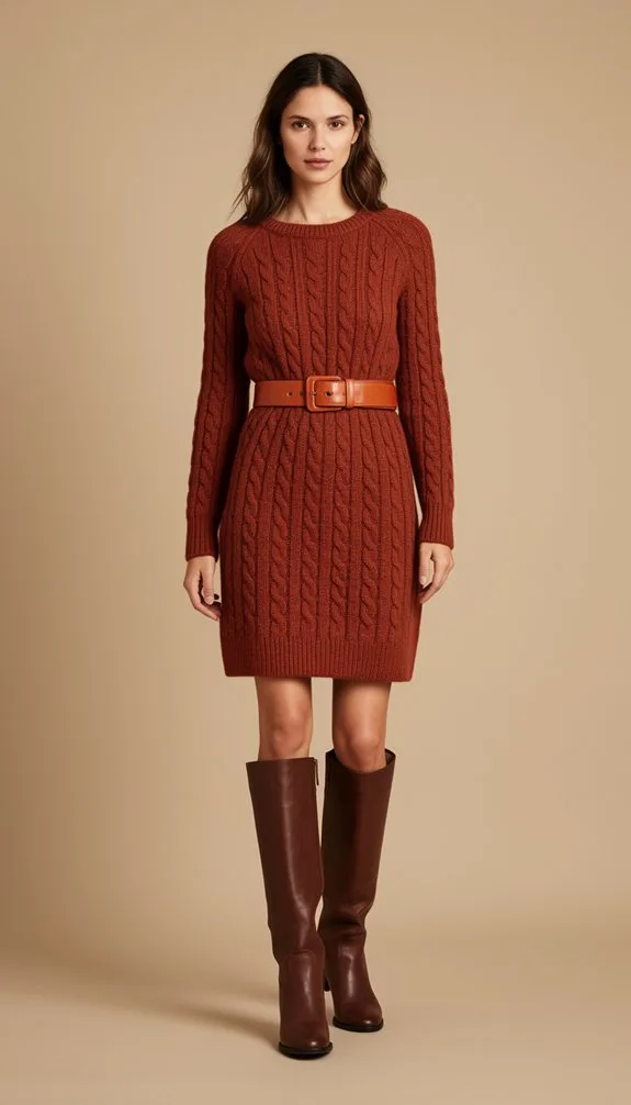 rust knit dress ensemble