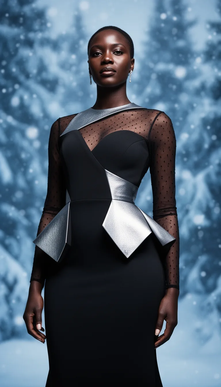 sculpted black gown mesh