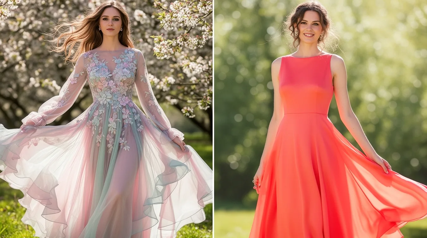 seasonal formal dress contrasts
