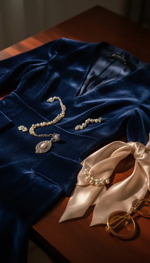 understated navy velvet elegance
