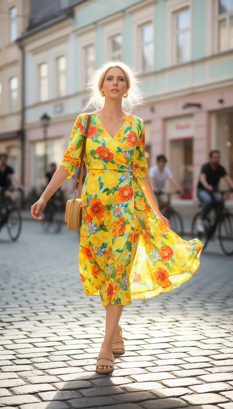 bright printed midi wrap