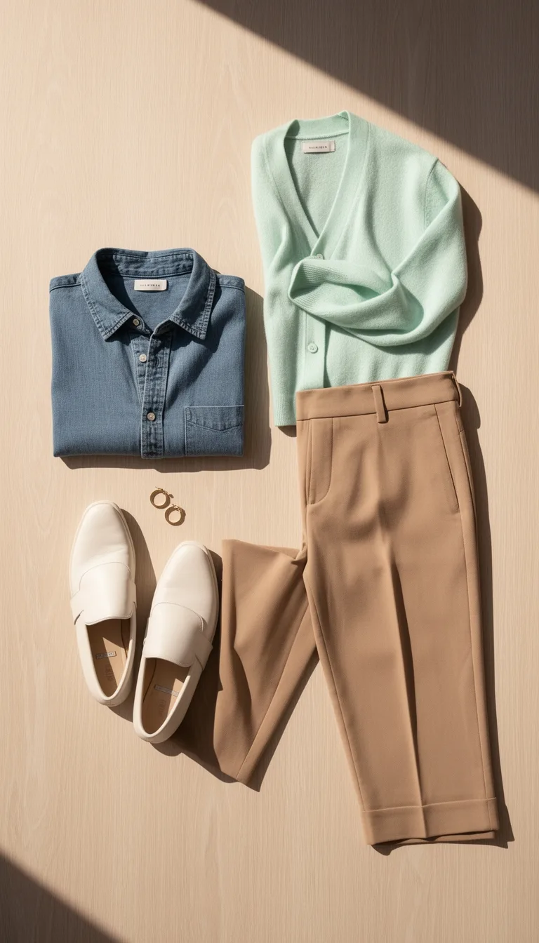 chambray pastel cropped tapered