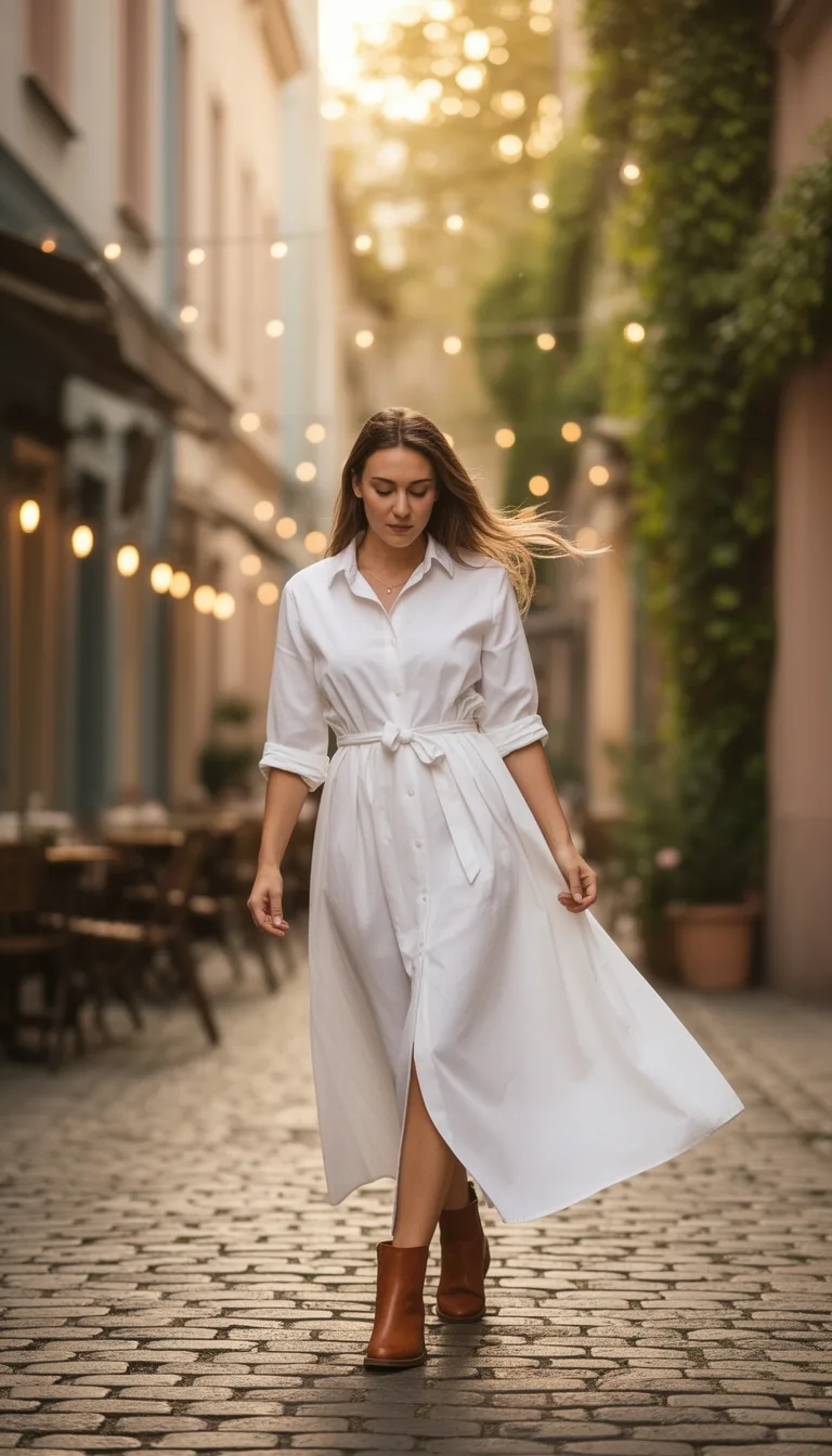 crisp belted shirt dress