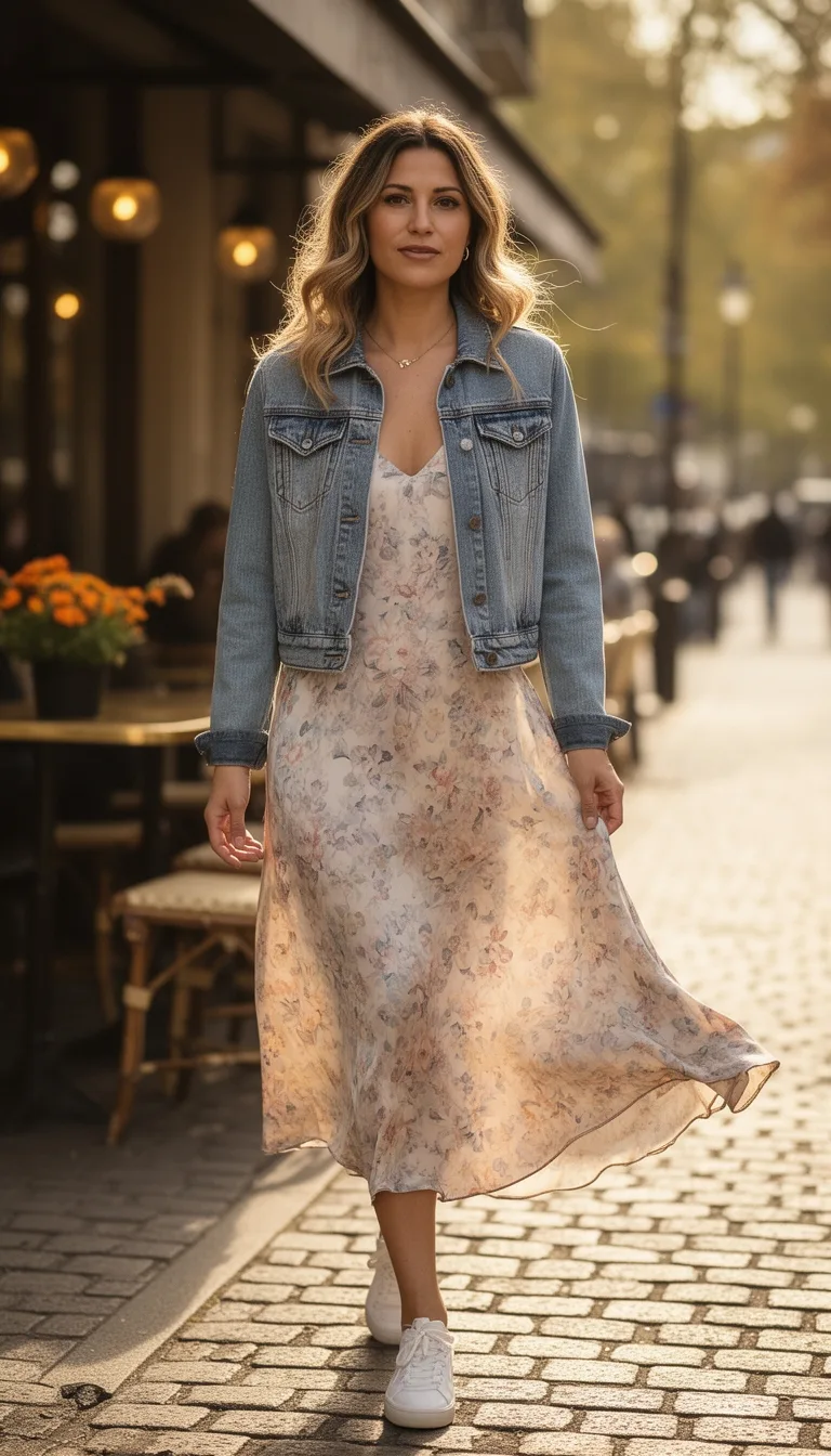 cropped denim jacket with florals