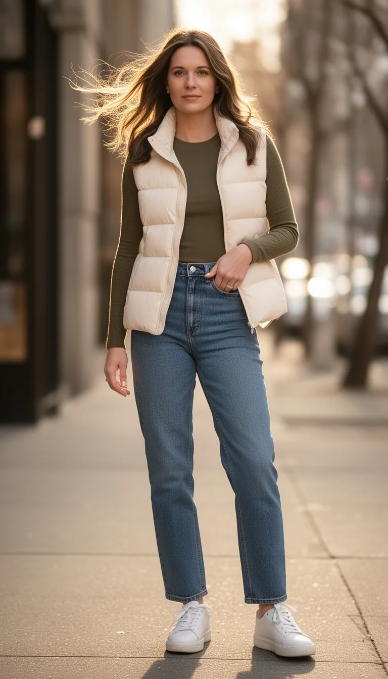 cropped matte puffer layering