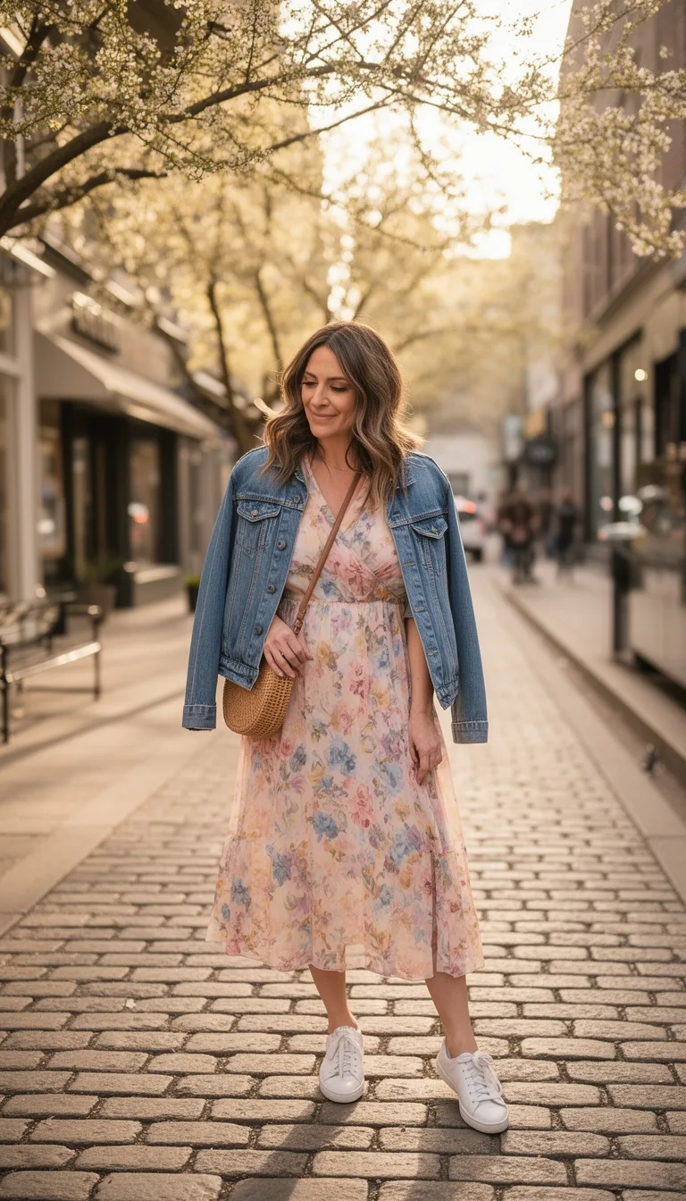 floral midi with denim