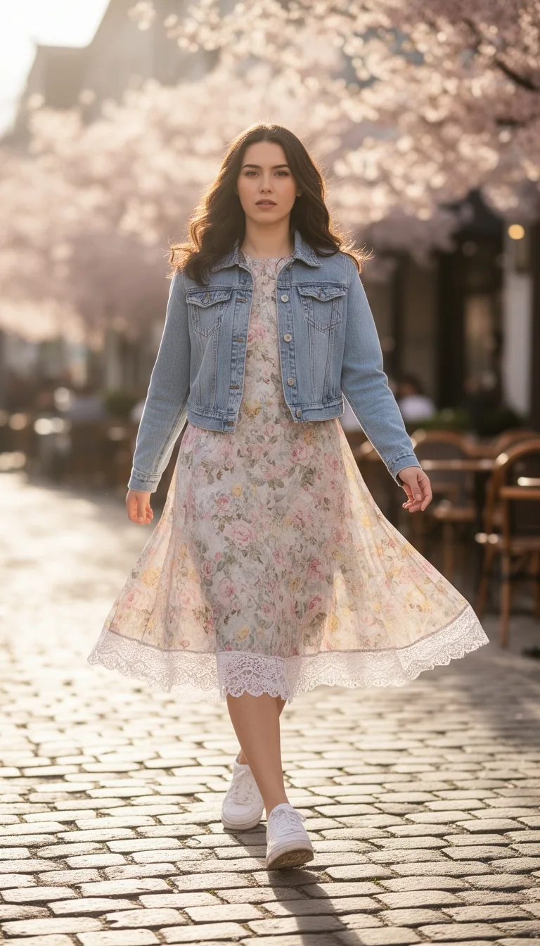 floral midi with denim