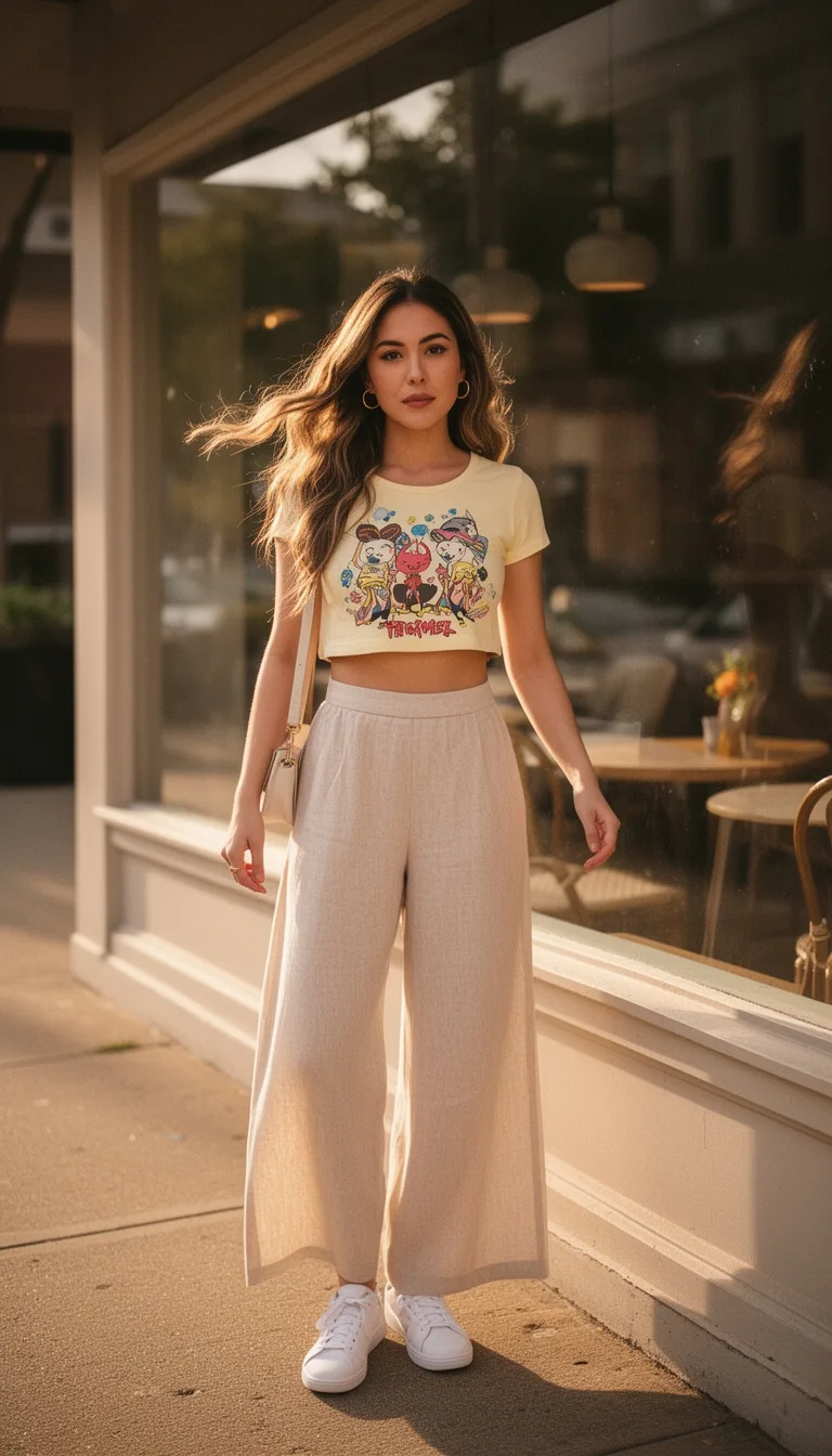 graphic crop with culottes