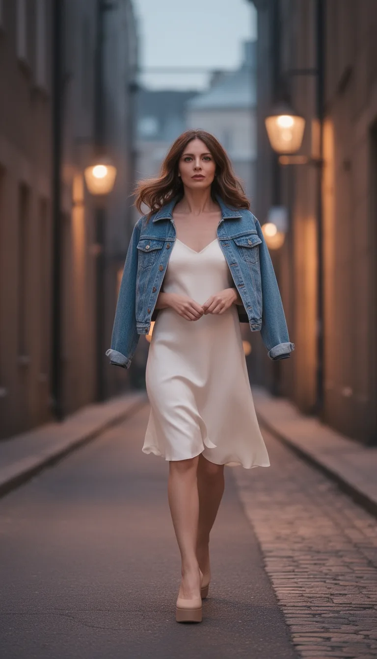 minimalist slip dress ensemble