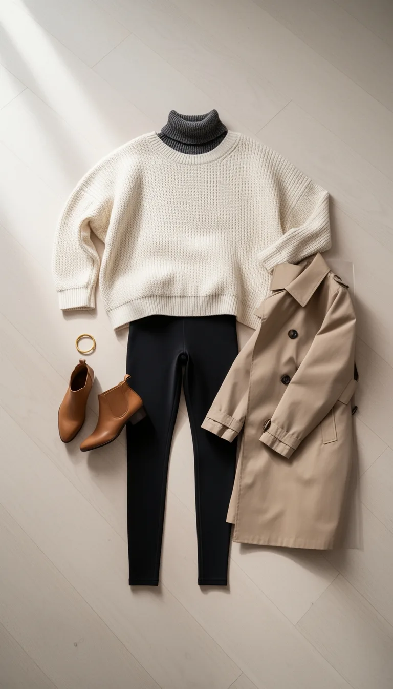 oversized sweater layered turtleneck