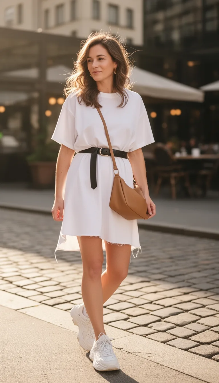 oversized tee cinched waist