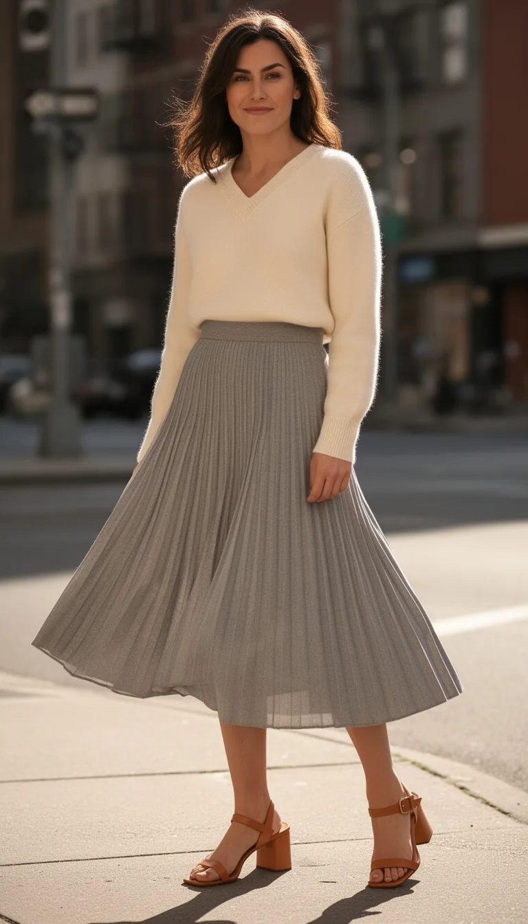 pastel v neck with pleats