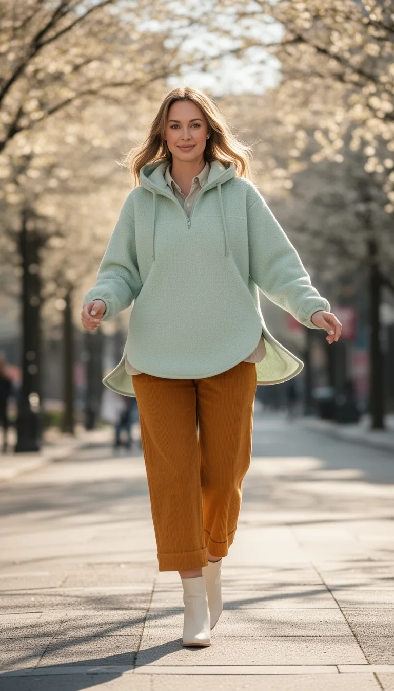 plush hoodie with corduroy cropped