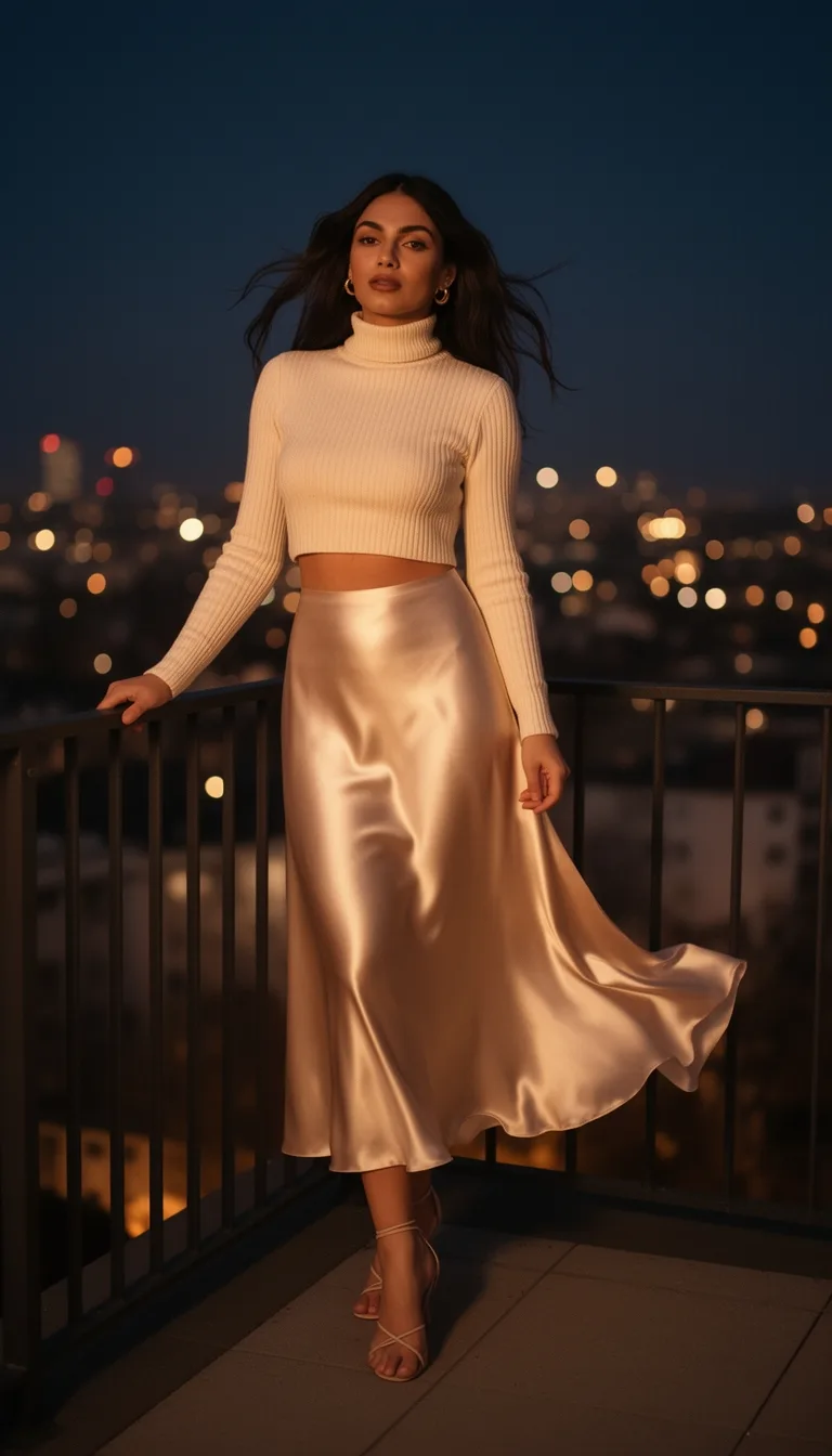 satin slip skirt ensemble