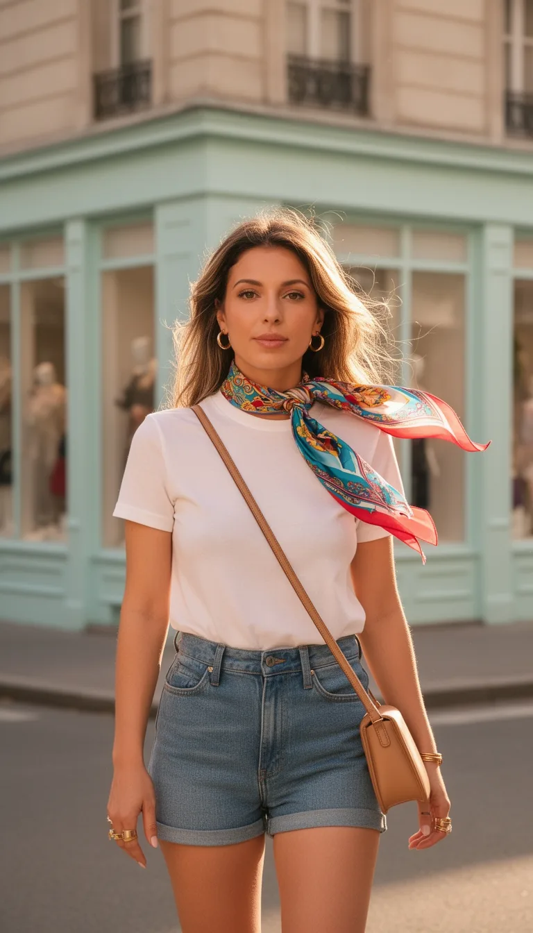 scarf centered casual chic ensemble