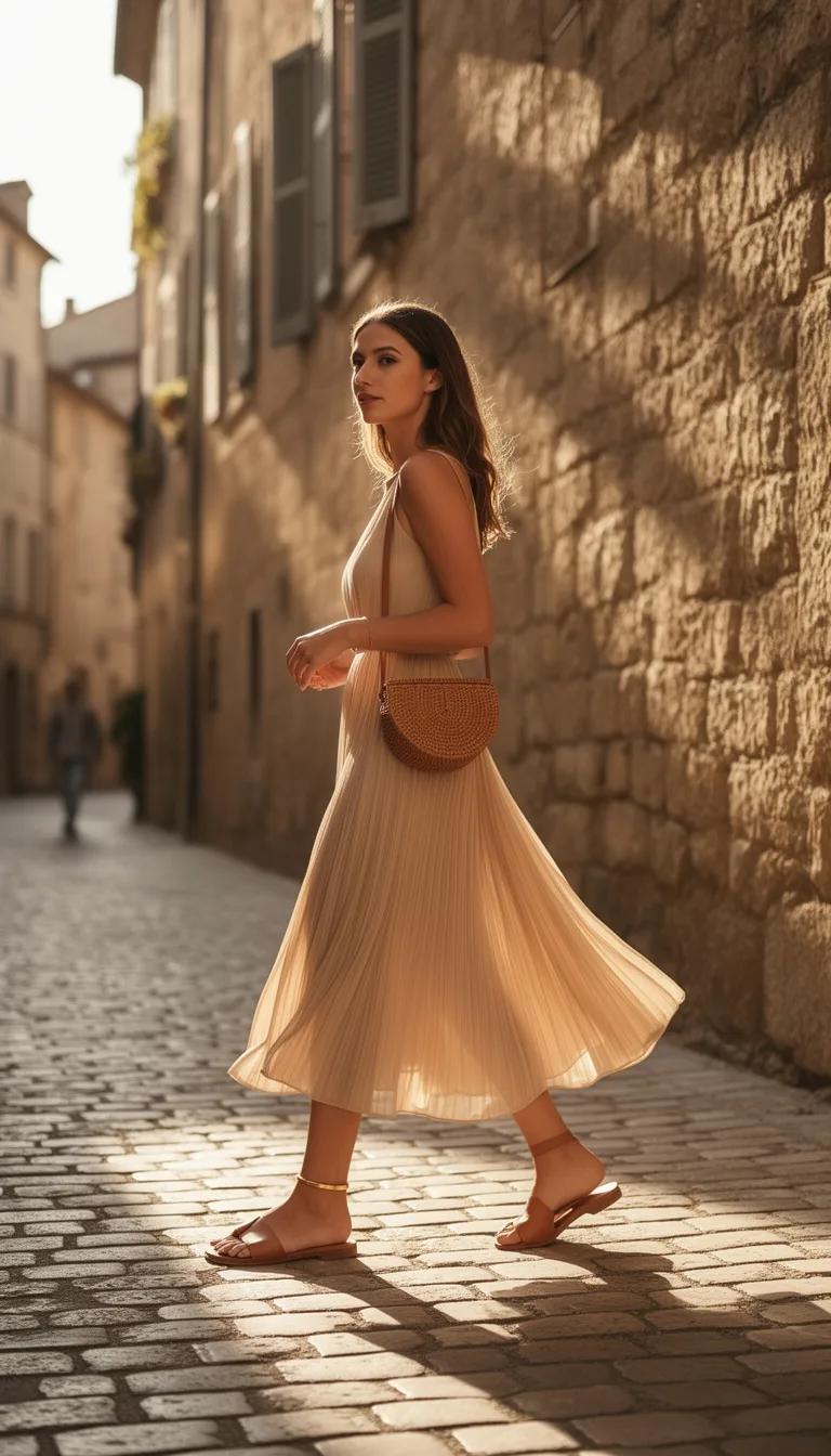 neutral dress sleek sandals