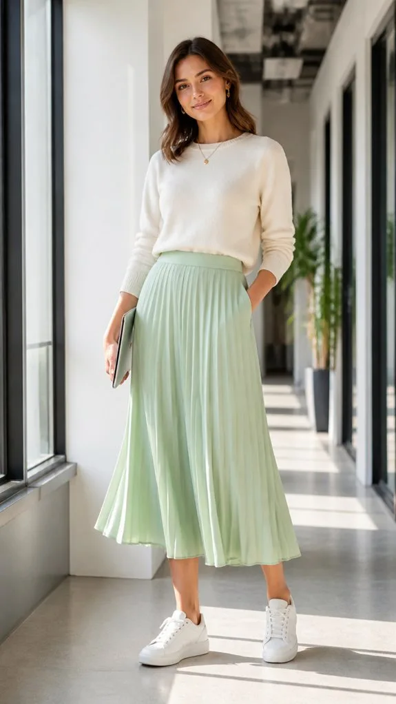 midi sweater sneaker ensemble